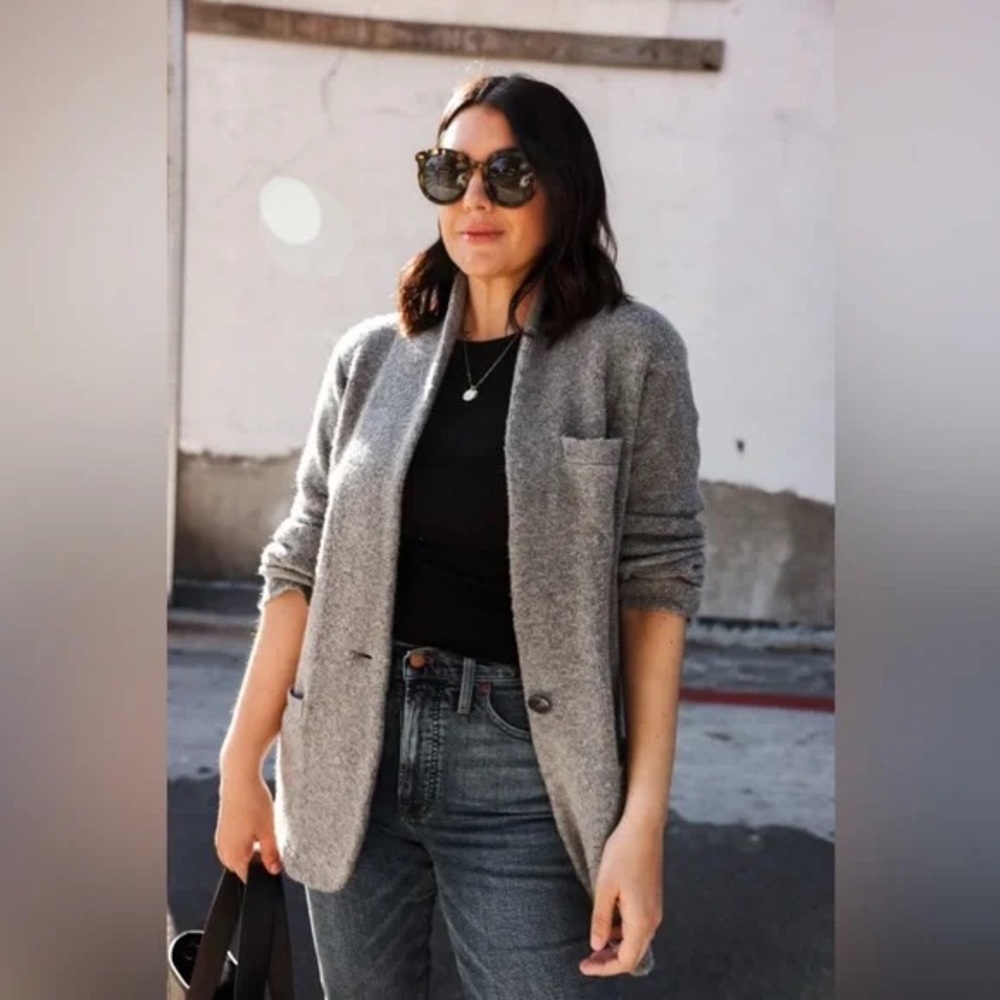 J.Crew Cocoon Sweater Blazer BA551 in Graphite Gray, Merino Wool Alpaca Blend - Picture 8 of 12